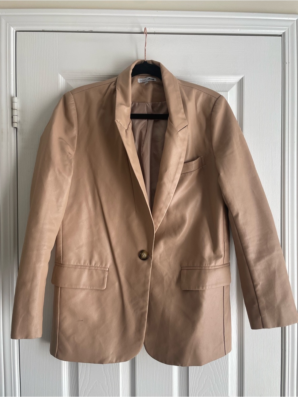 Oversized Faux Leather Blazer Jacket - Picture 2 of 7